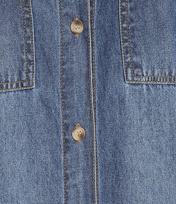 Westbound Petite Size Short Rolled Sleeve Button Front Point Collar Midi Shirt Dress Product Image