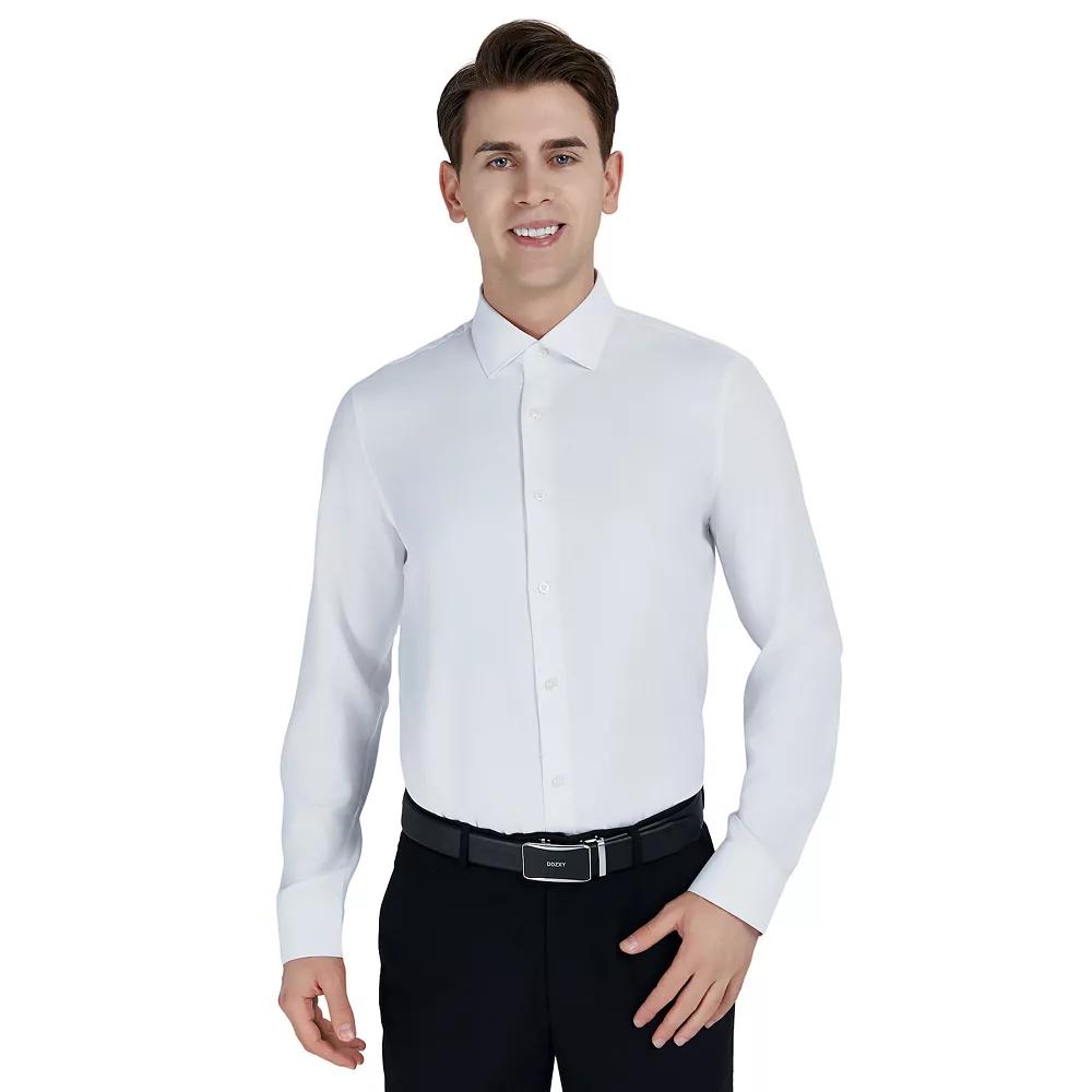 Men's Bespoke Slim-Fit Textured Easy Care Dress Shirt,  Product Image