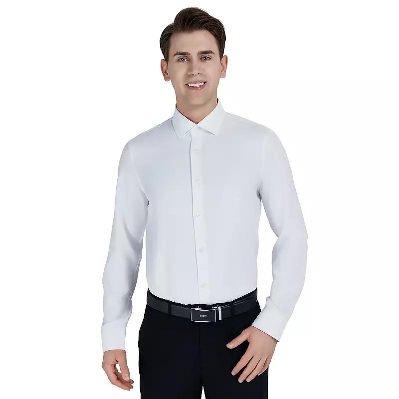Men's Bespoke Slim-Fit Textured Easy Care Dress Shirt,  Product Image