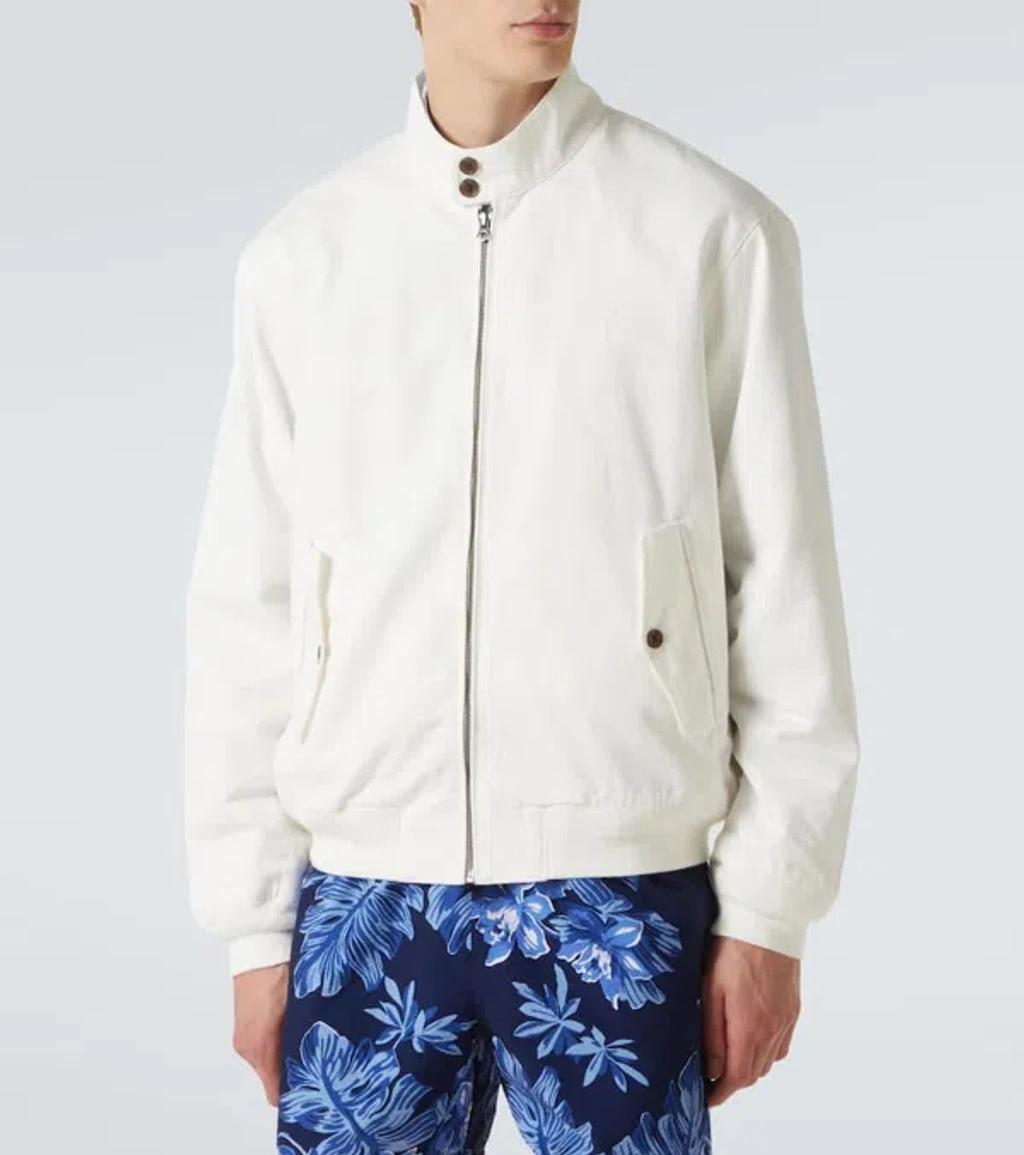 POLO RALPH LAUREN Logo-embroidered Cotton-twill Bomber Jacket In White Product Image