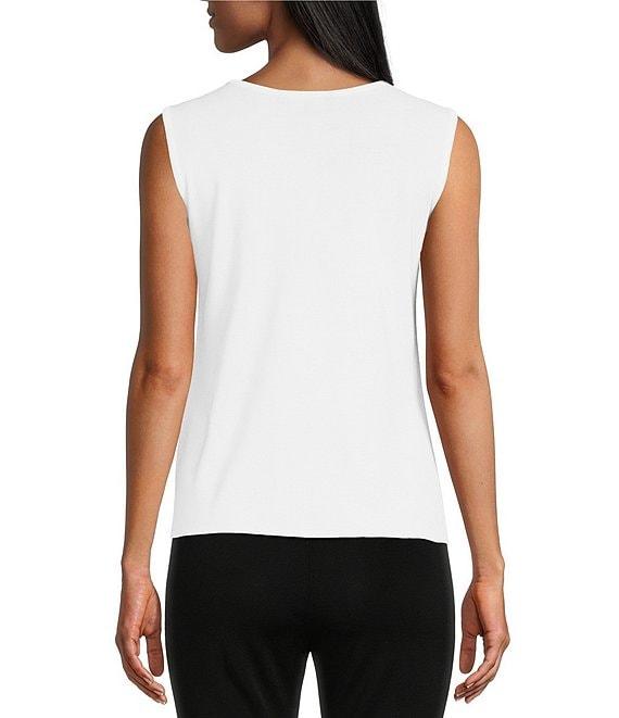 Ming Wang Scoop Neck Sleeveless Side Slit Knit Tank Top Product Image