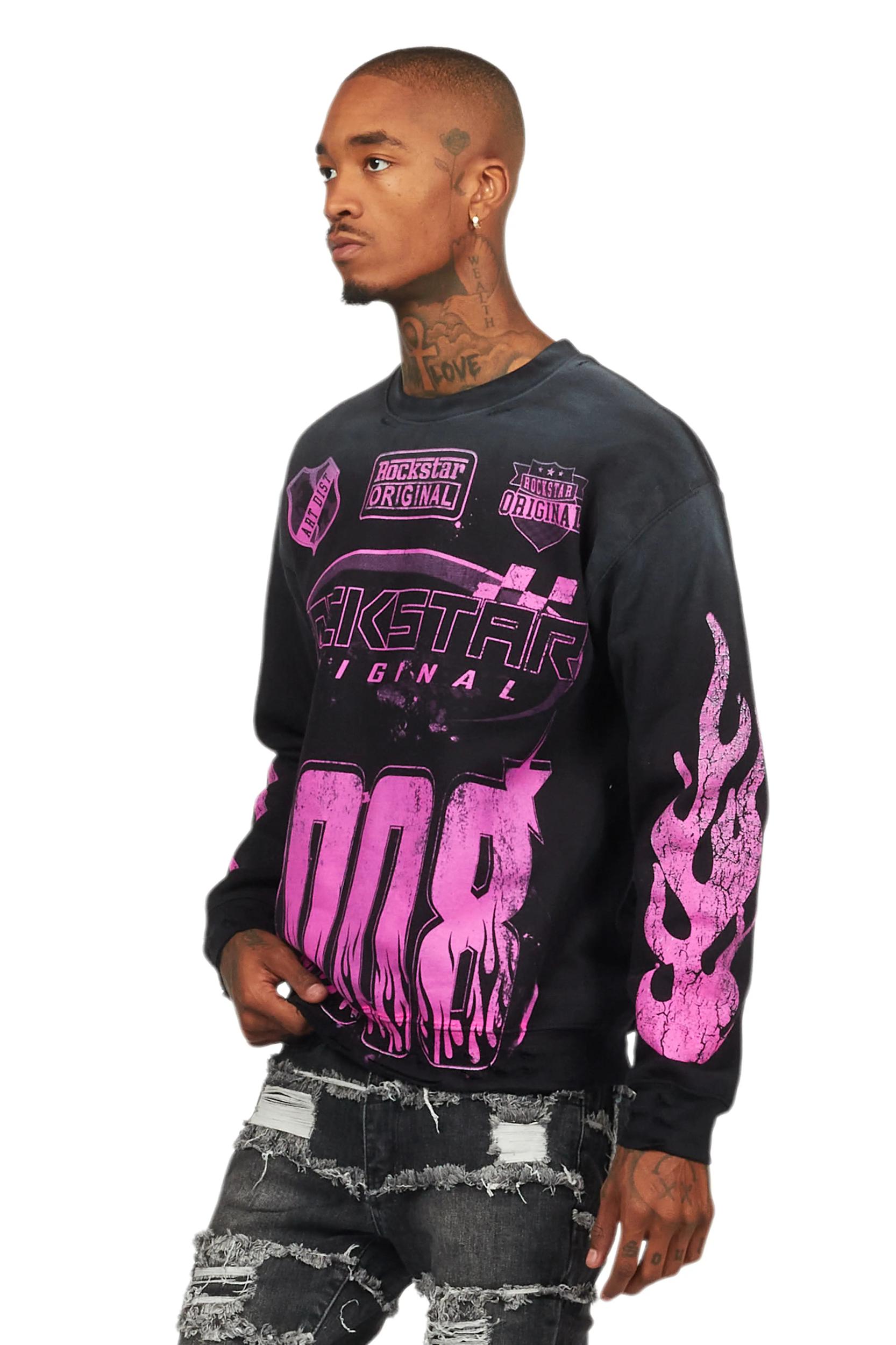Amos Black/Pink Graphic Crewneck Male Product Image