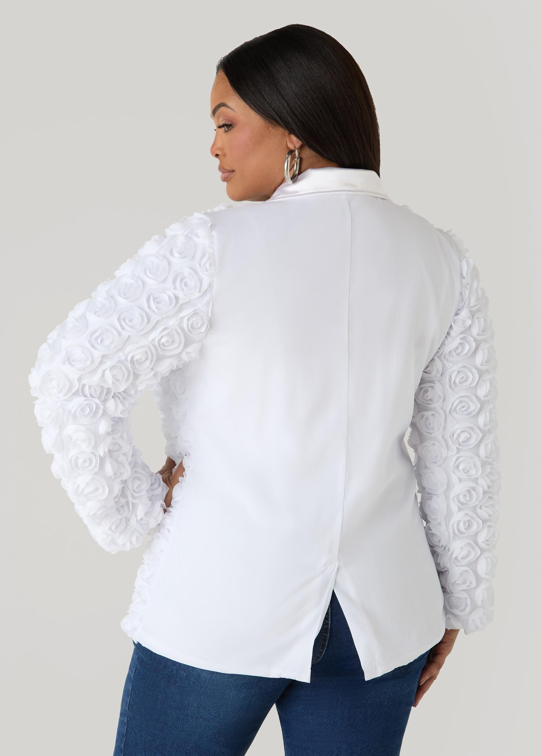 Satin Paneled Rosette Blazer Product Image