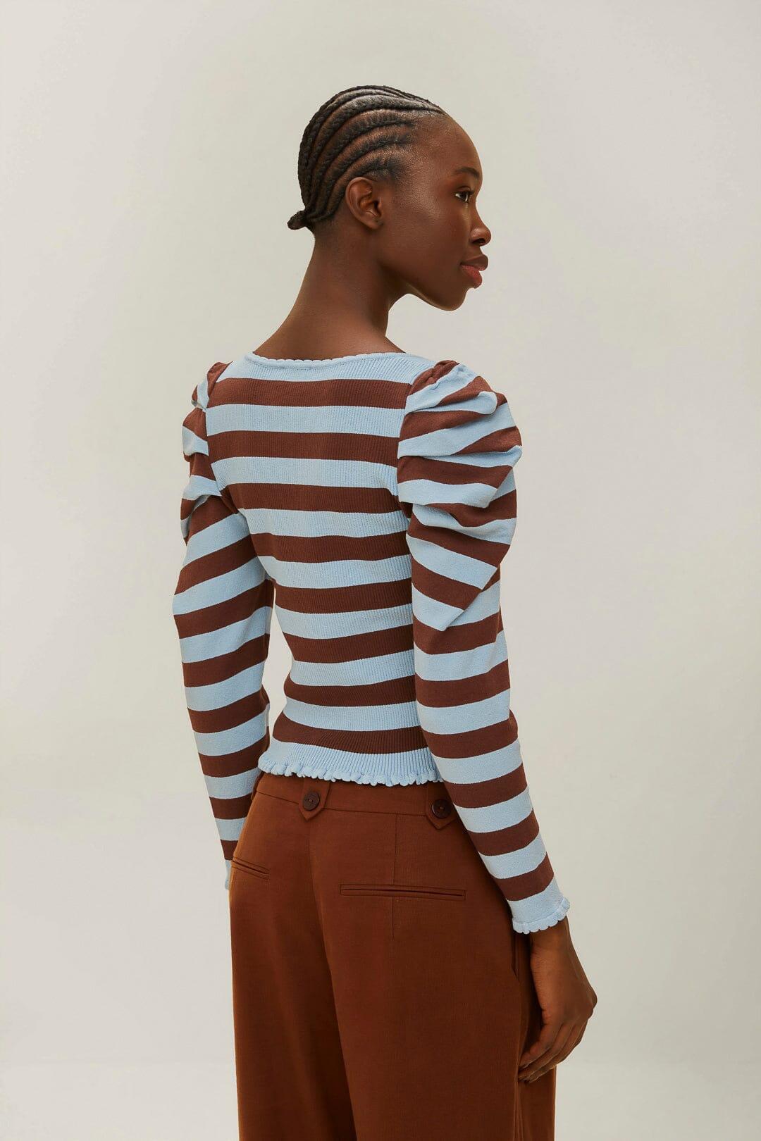 Striped Knit Blouse Product Image