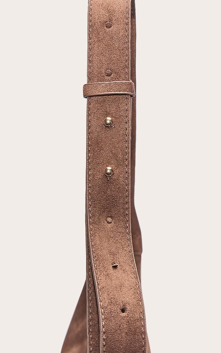 Chocolate Faux Suede Slouchy Crescent Cross Body Bag Product Image