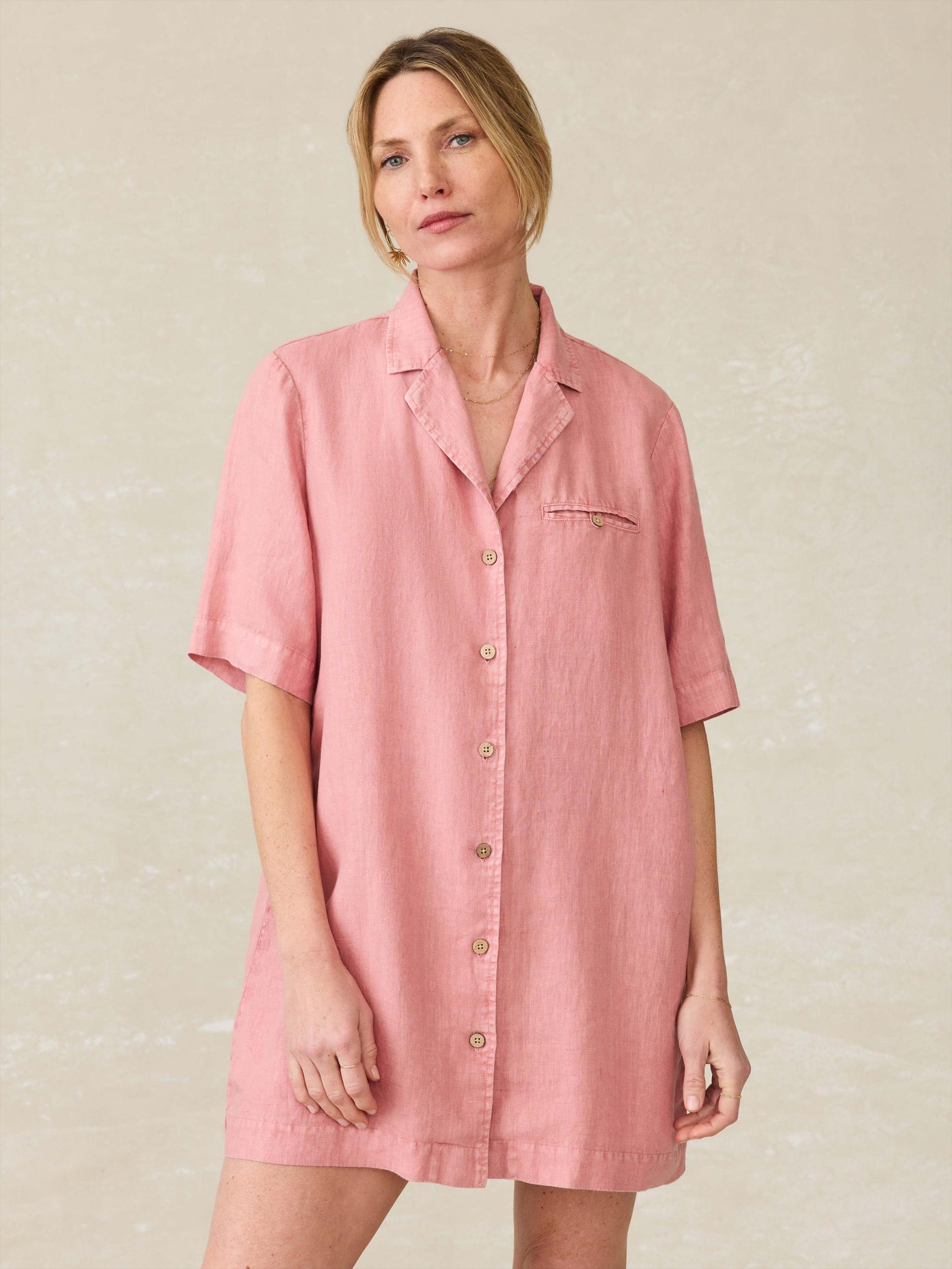 Paradise Point Linen Dress - Withered Rose Product Image