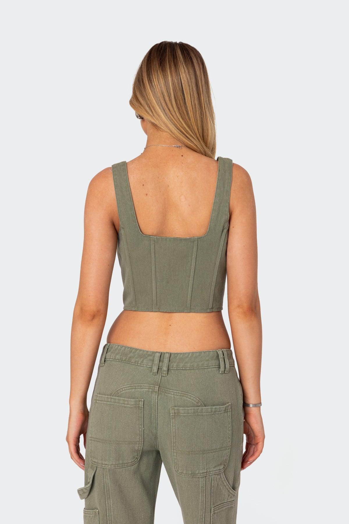 Lottie Washed Denim Zip Corset Product Image