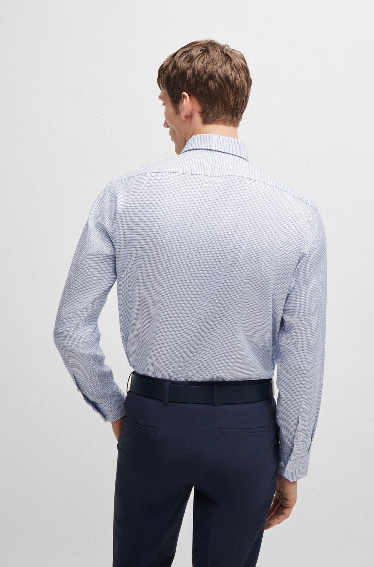 Regular-fit shirt in structured cotton twill Product Image