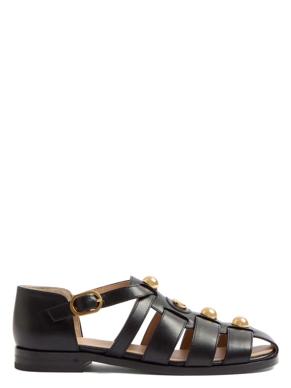 VALENTINO GARAVANI Vlogo Signature Faux-pearl Flat Sandals In Black Product Image