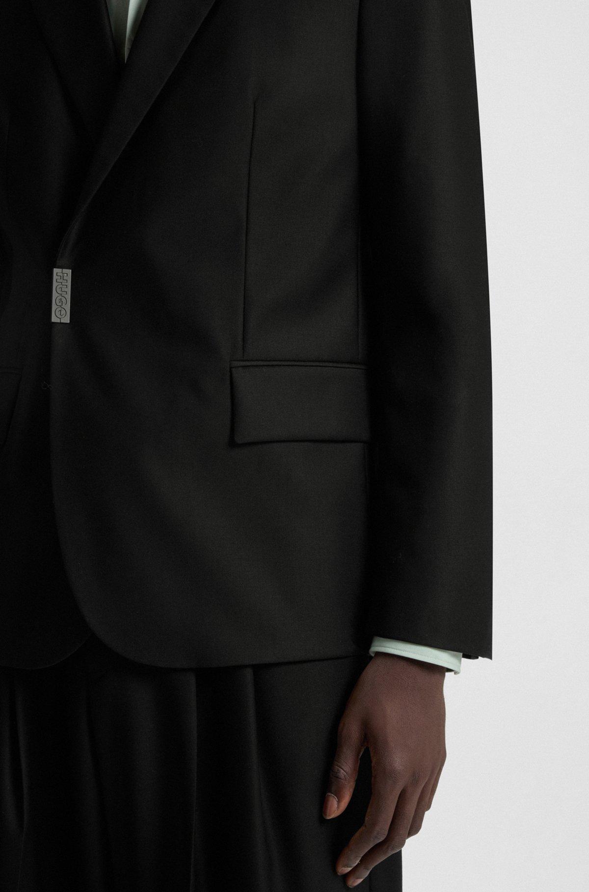 Slim-fit suit jacket with logo closure Product Image