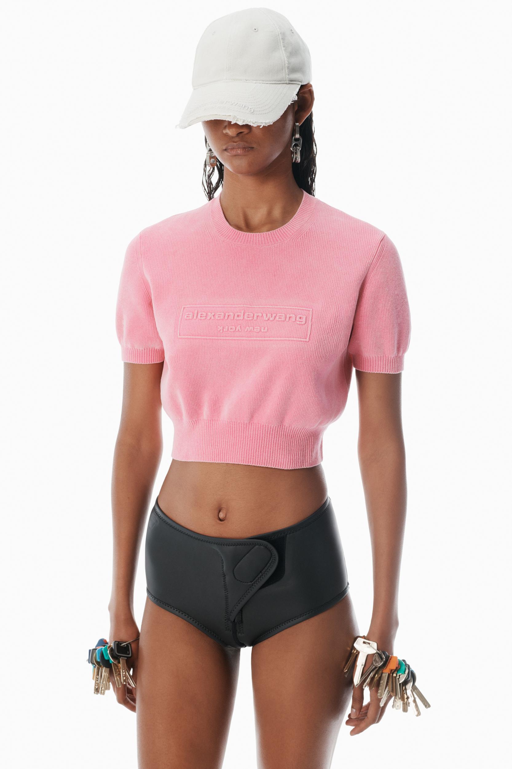 Pink Cotton-blend Chenille Logo Pullover Product Image