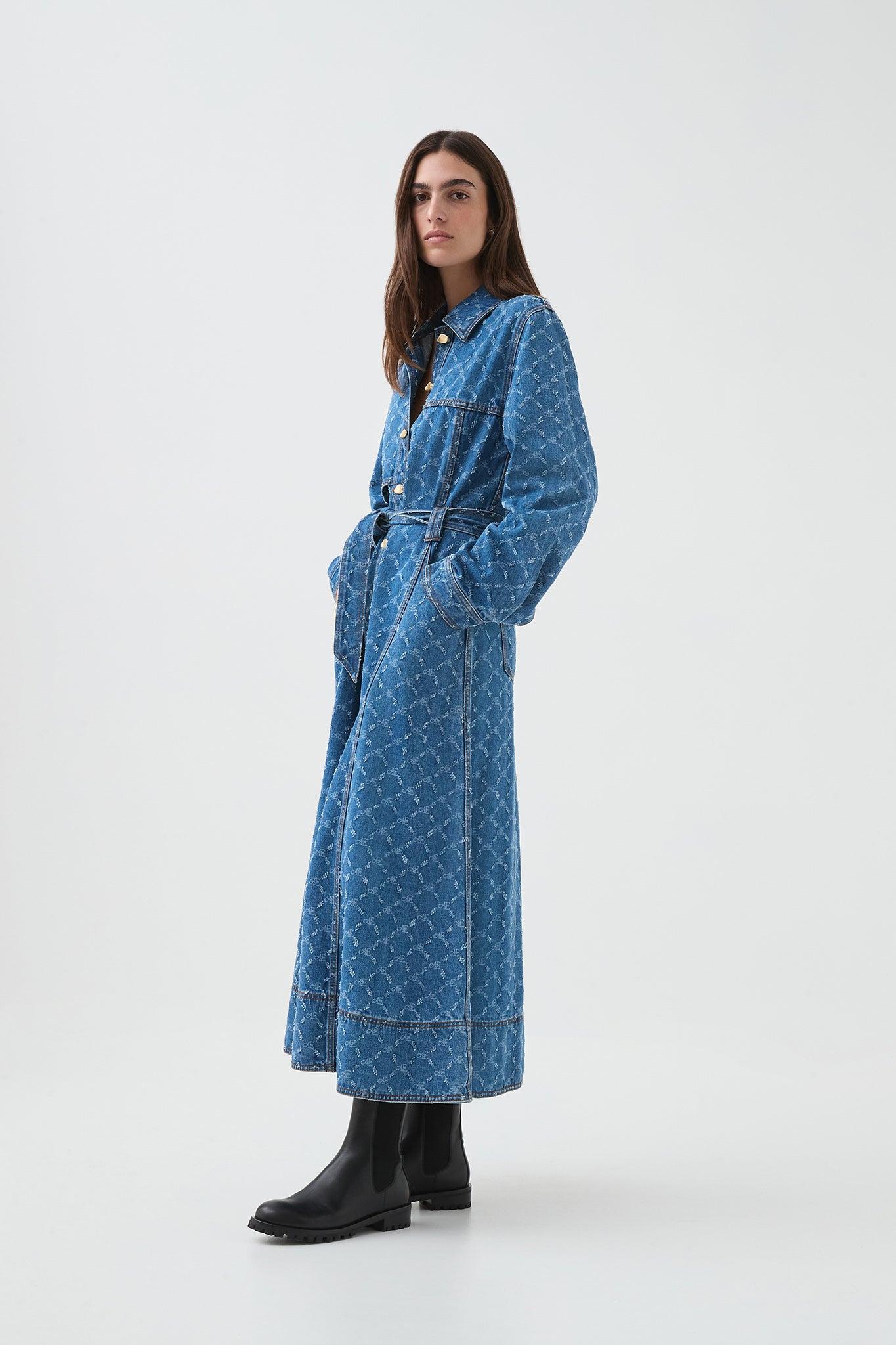 Check Denim Midi Dress Product Image