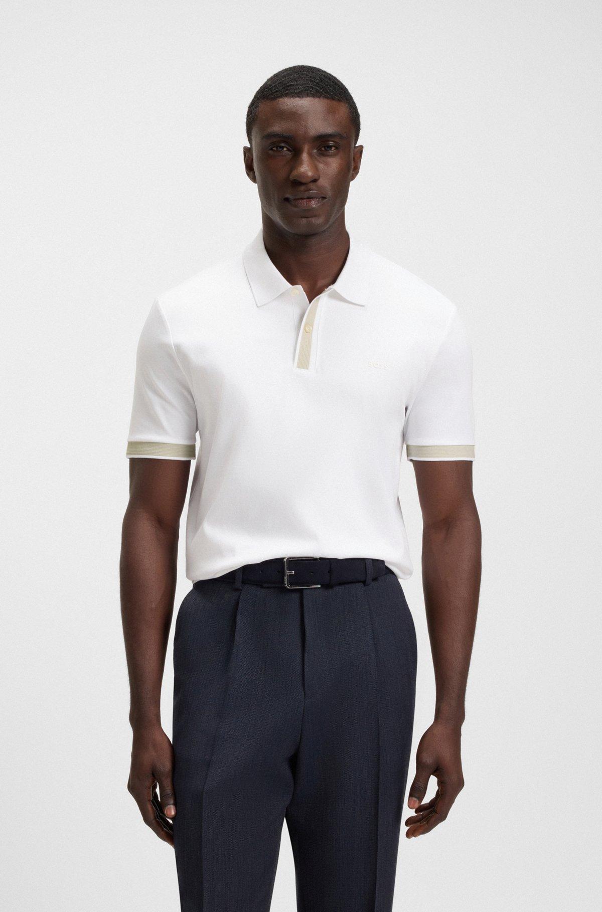 Slim-fit polo shirt in mercerized stretch-cotton piqué Product Image
