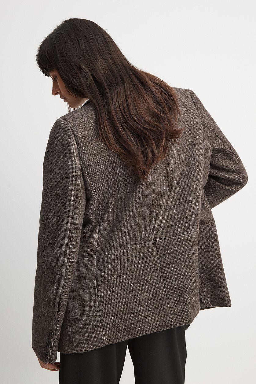 Wool Blend Oversized Blazer Jacket Product Image