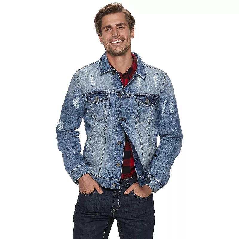 Men's Xray Washed Ripped Denim Jacket,  Product Image
