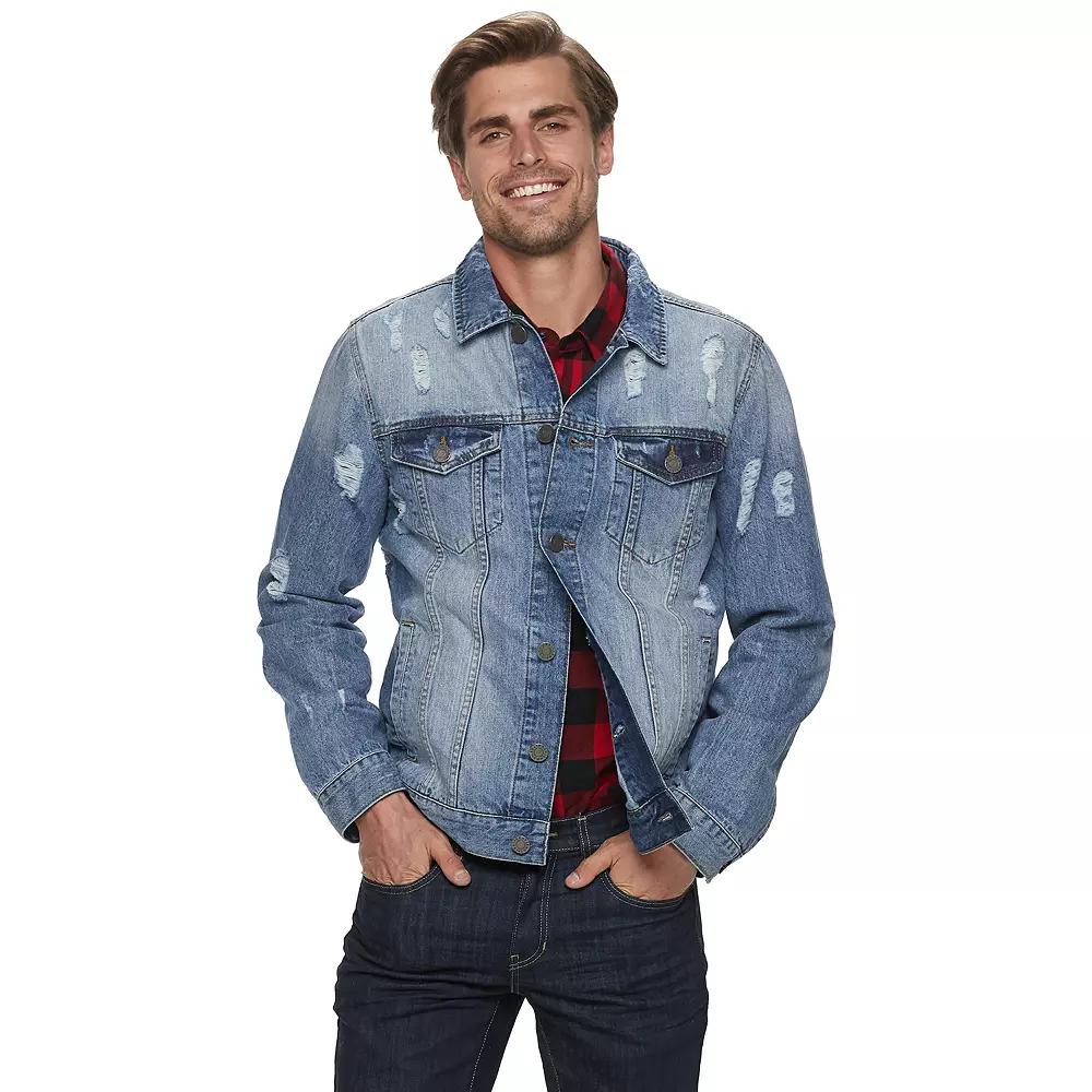 Men's Xray Washed Ripped Denim Jacket,  Product Image
