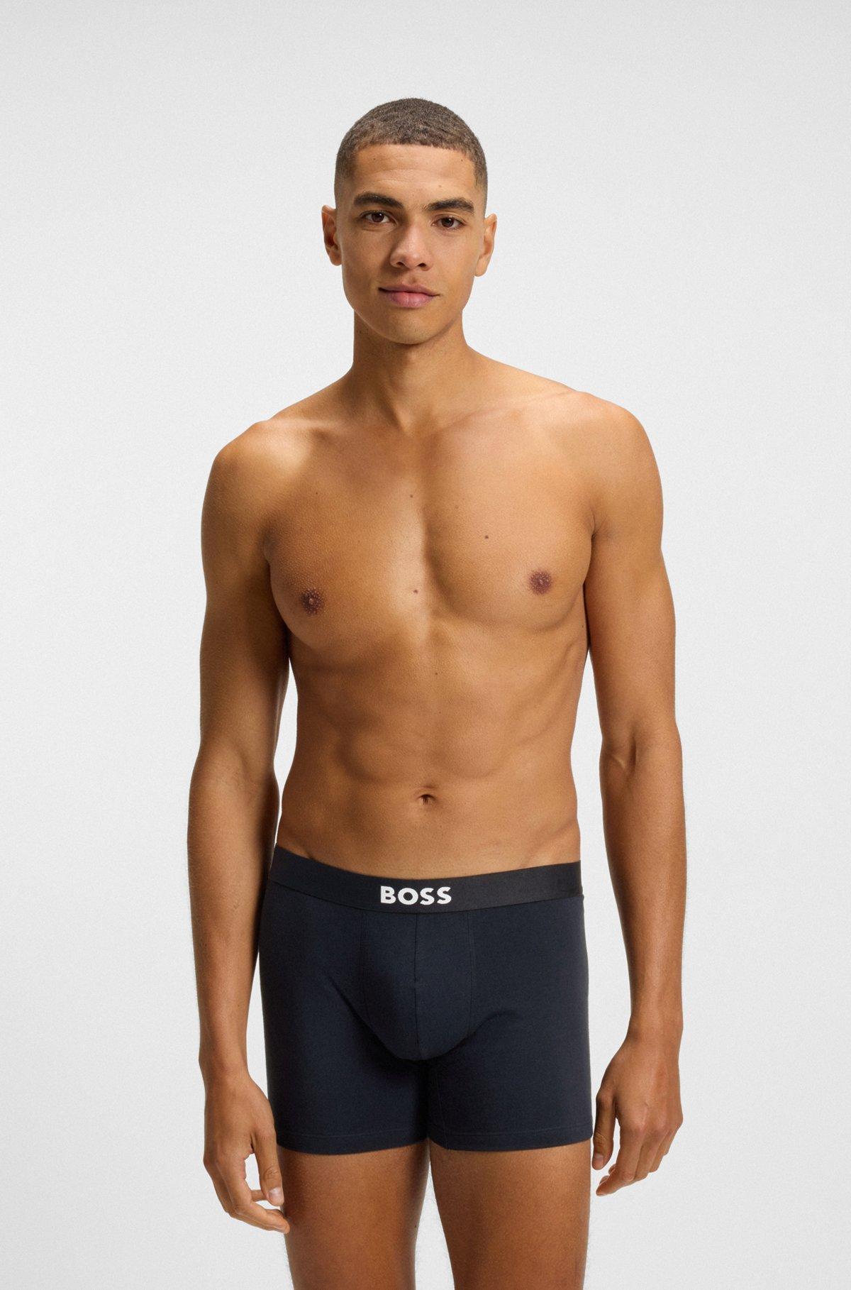 BOSS - Three-pack of boxer briefs in stretch cotton - Patterned Product Image