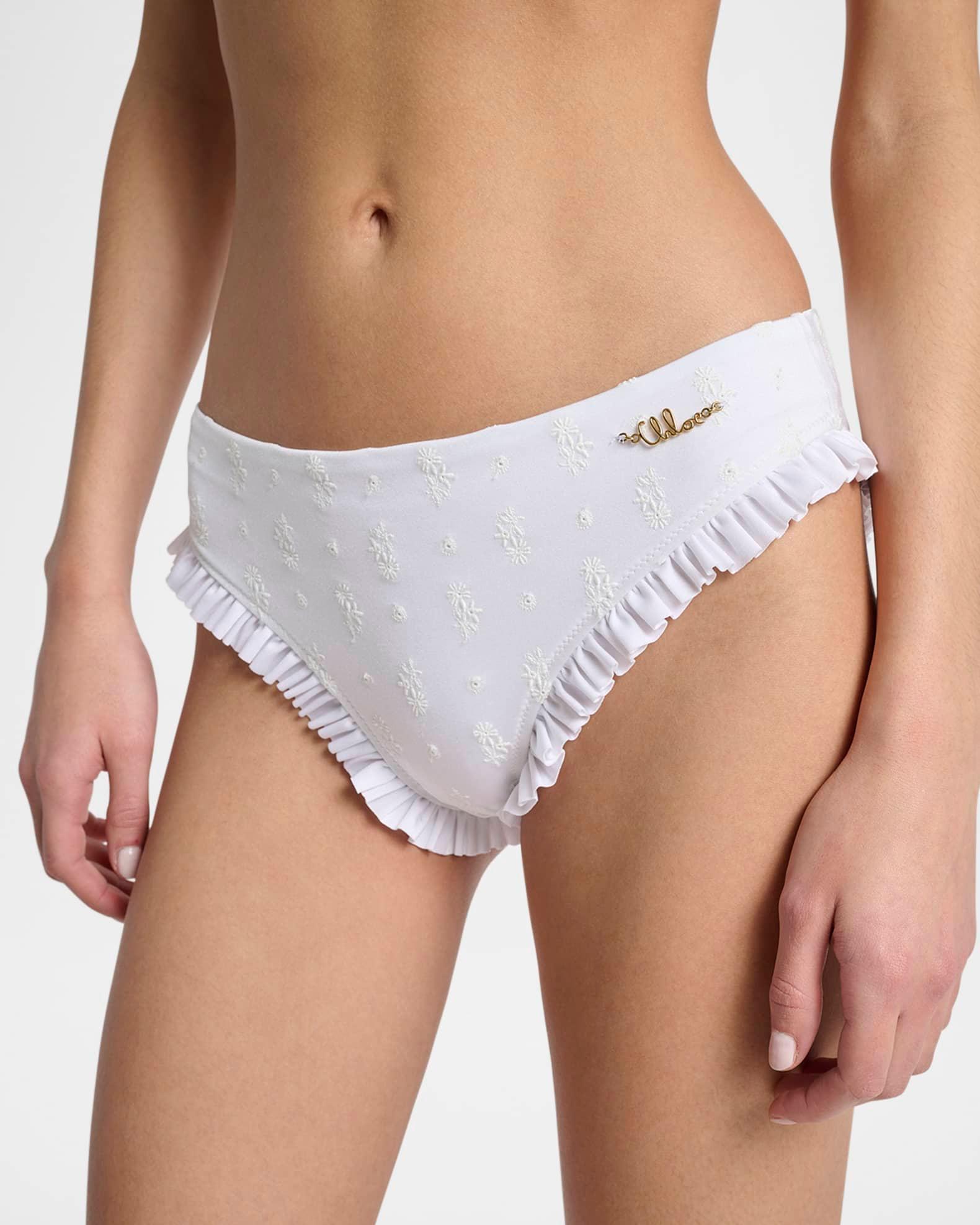 Ruffle-Trim Eyelet Bikini Bottoms Product Image