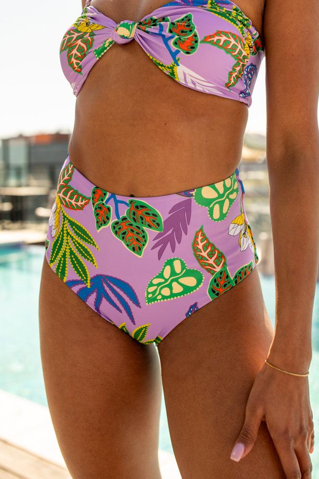 Golden Soul Purple Print Retro Bikini Top FINAL SALE Product Image