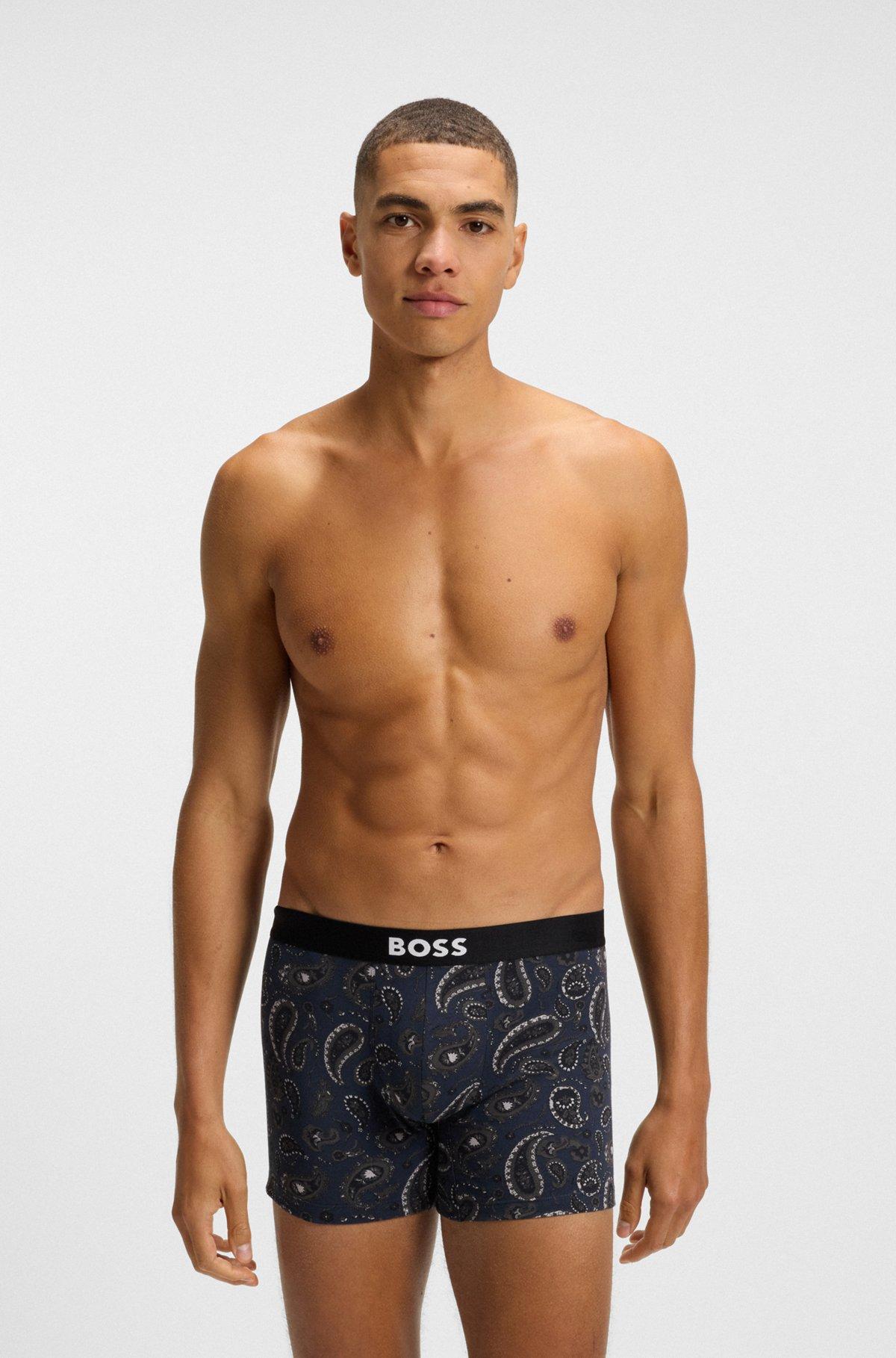 BOSS - Three-pack of boxer briefs in stretch cotton - Patterned Product Image