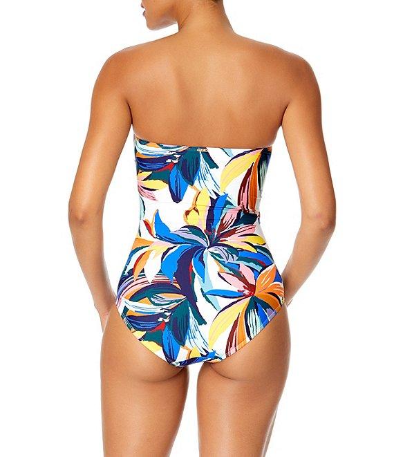 Anne Cole Riviera Floral Twist Front Shirred Strapless Bandeau One Piece Swimsuit Product Image