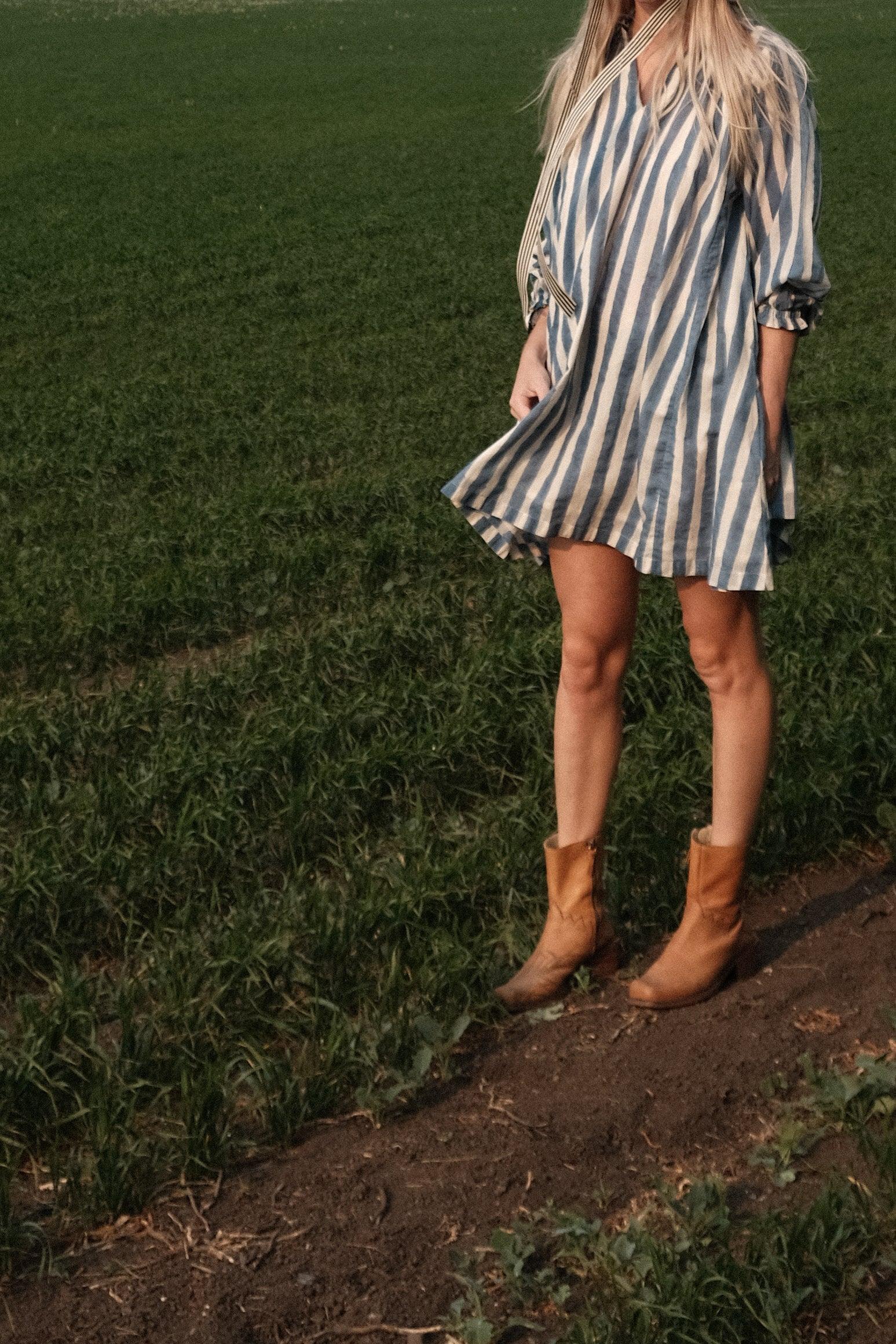 Blue Lined Get-Away Dress Product Image