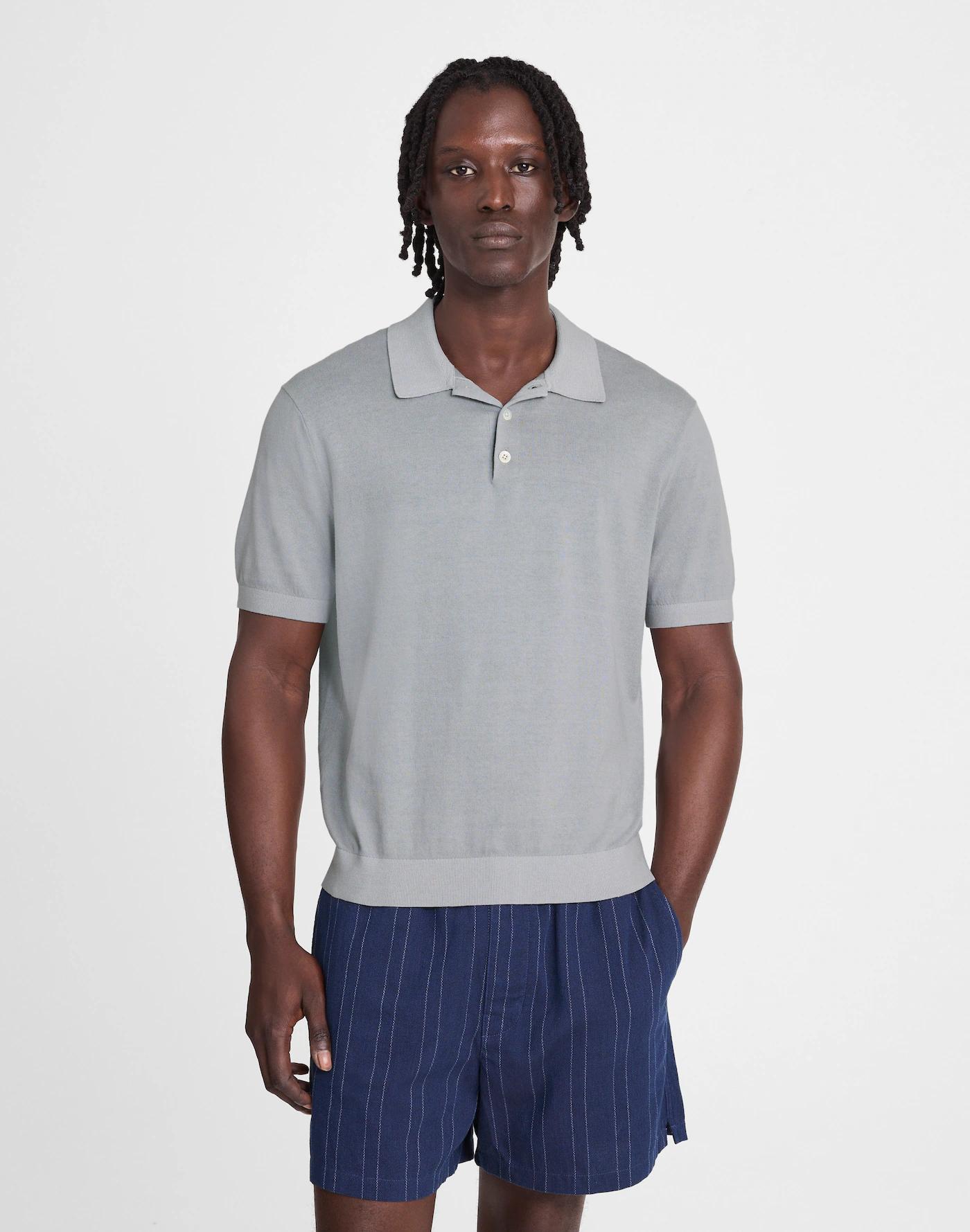 Three-Button Sweater Polo Shirt Product Image