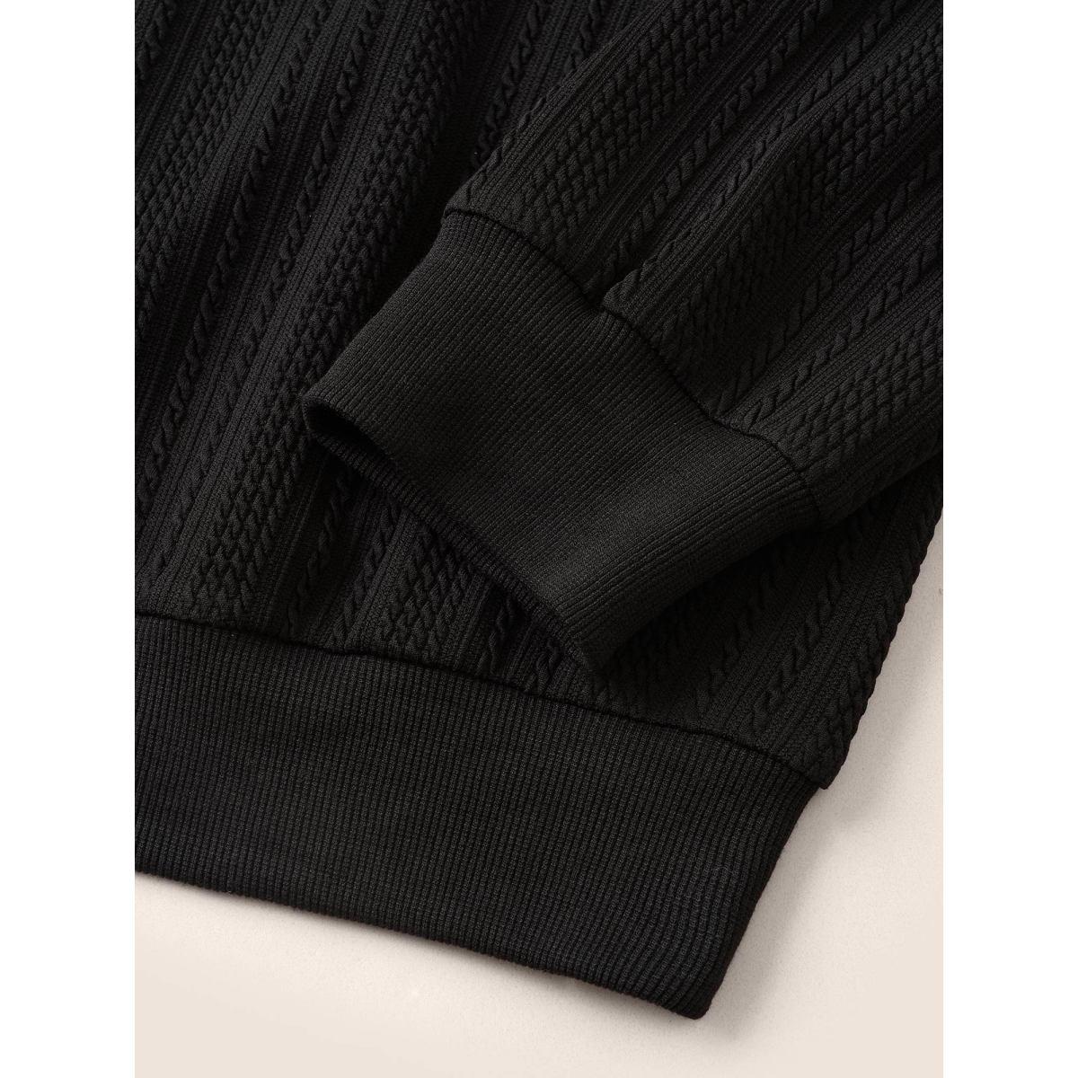 Plus Size Plisse Drawstring Hooded Flap Pocket Front Jacket Women Black Non Patch pocket Everyday Jackets BloomChic 28/5X Product Image