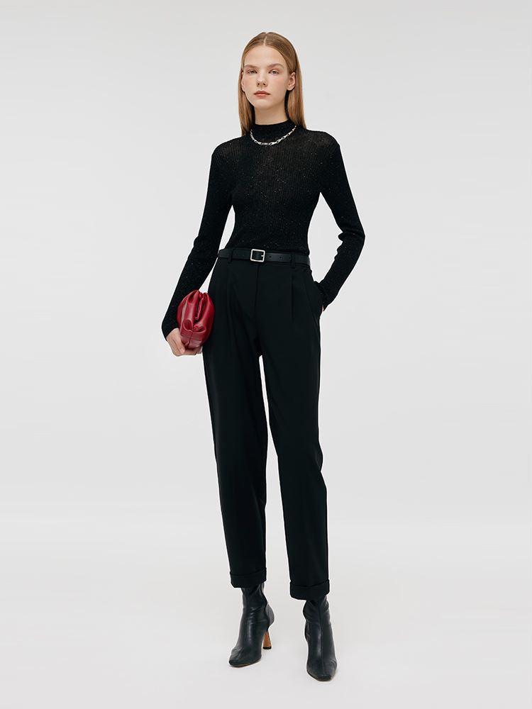 Machine Washable Wool Women Tapered Pants Product Image