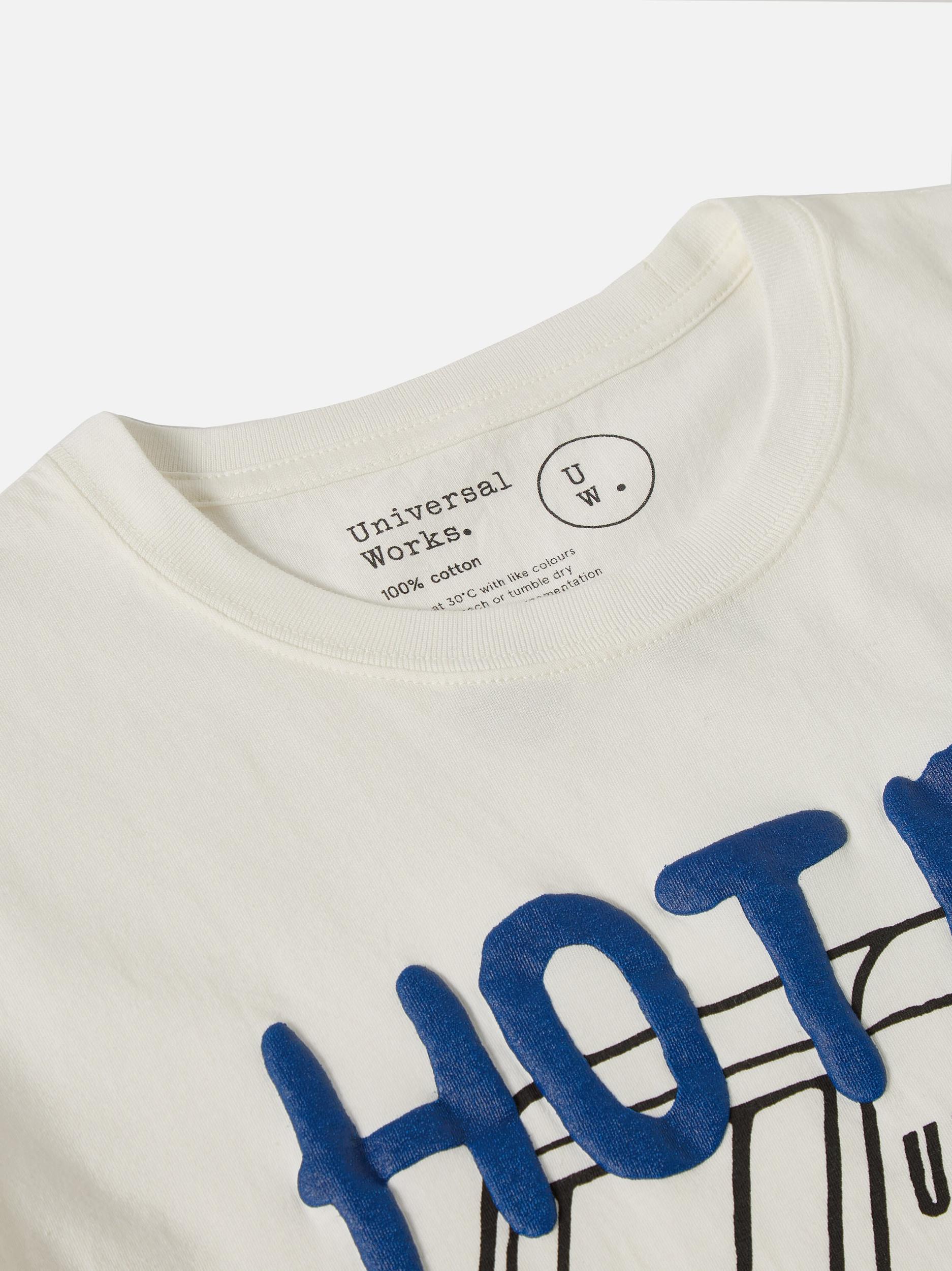Universal Works Print Tee in Ecru 'Hotel Deluxe' Single Jersey Product Image