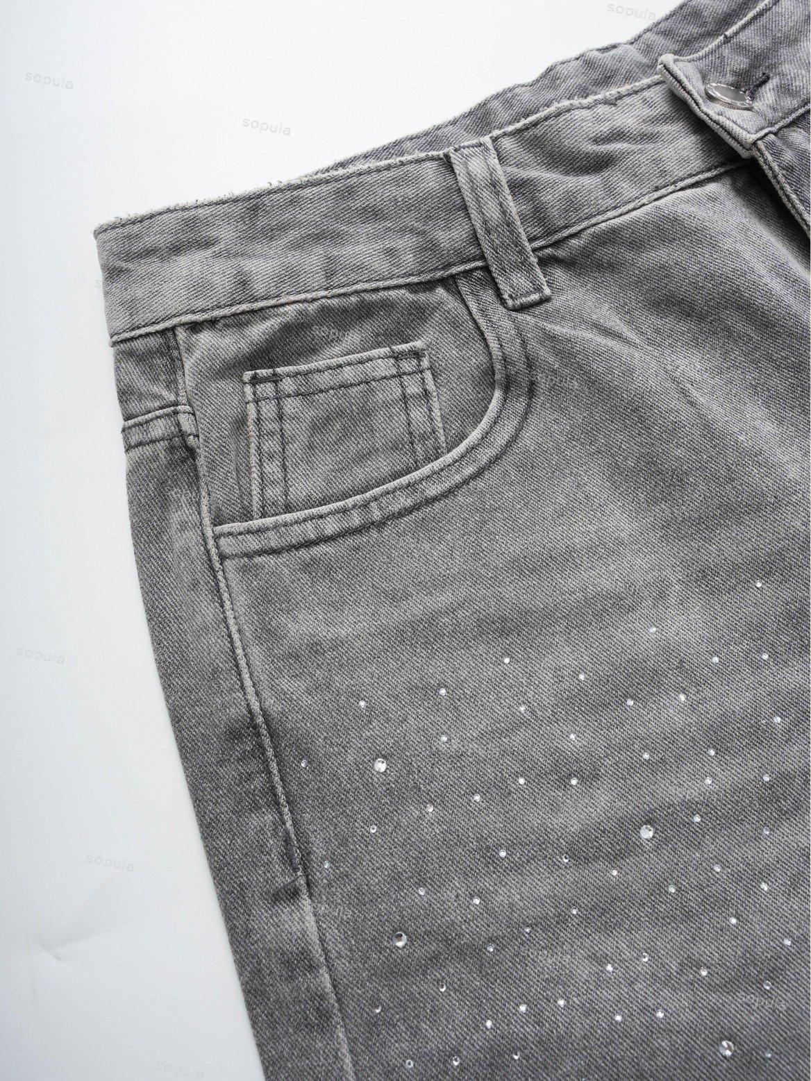 Vintage Washed High Street Jorts Distressed Denim Shorts Product Image