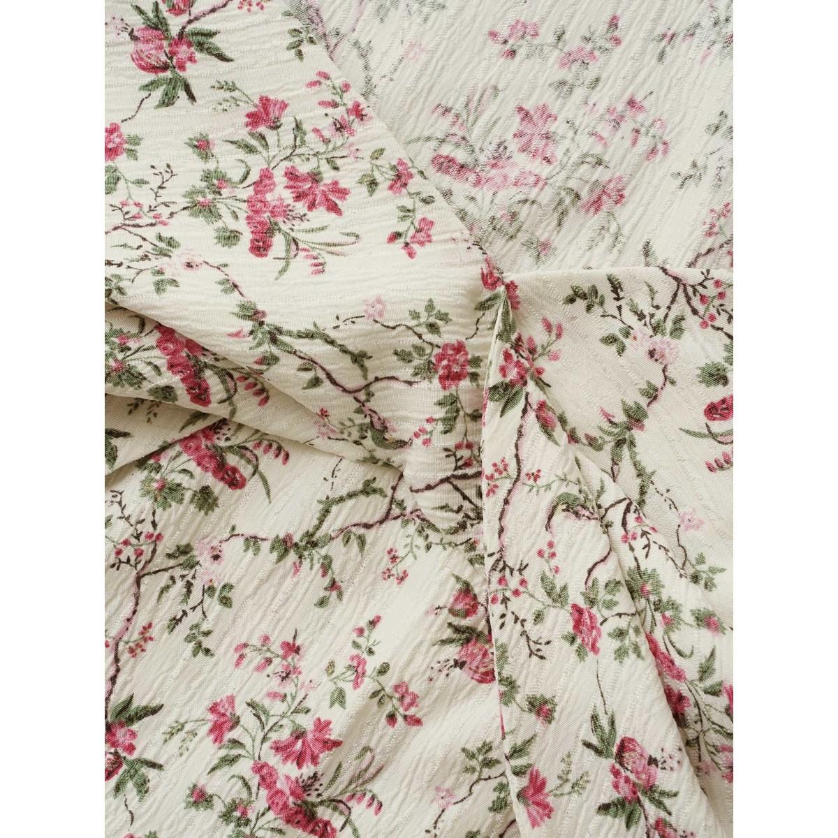 Plus Size Ivory Knotted Floral Print Flared Sleeve Blouse Women Timeless Short sleeve Heart neckline Elegant Blouses BloomChic 18-20/2X Product Image