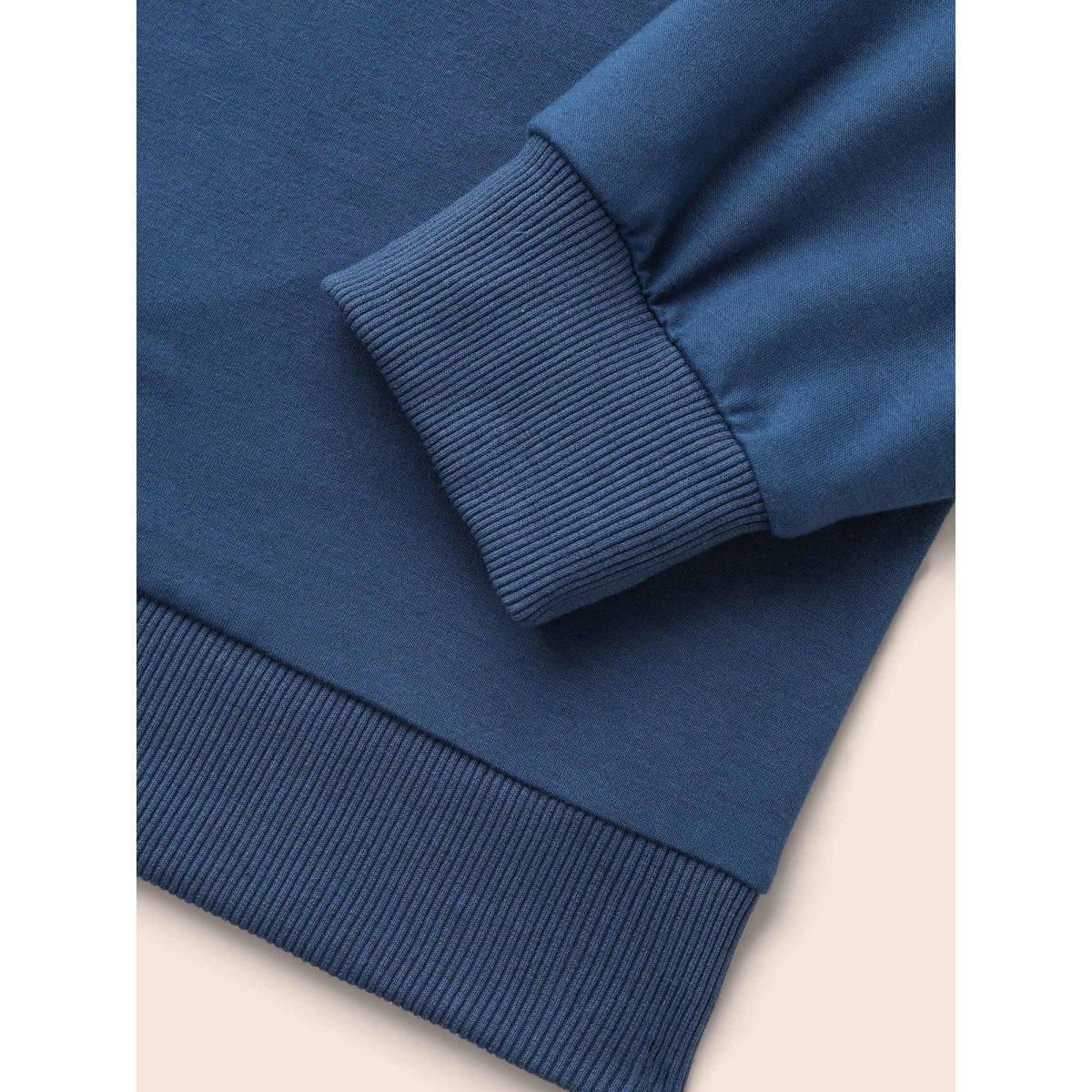 Plus Size Floral Print Drop Shoulder Sleeve Sweatshirt Women Navy Casual Patchwork Loose Round Neck Everyday Sweatshirts BloomChic 26/4X Product Image