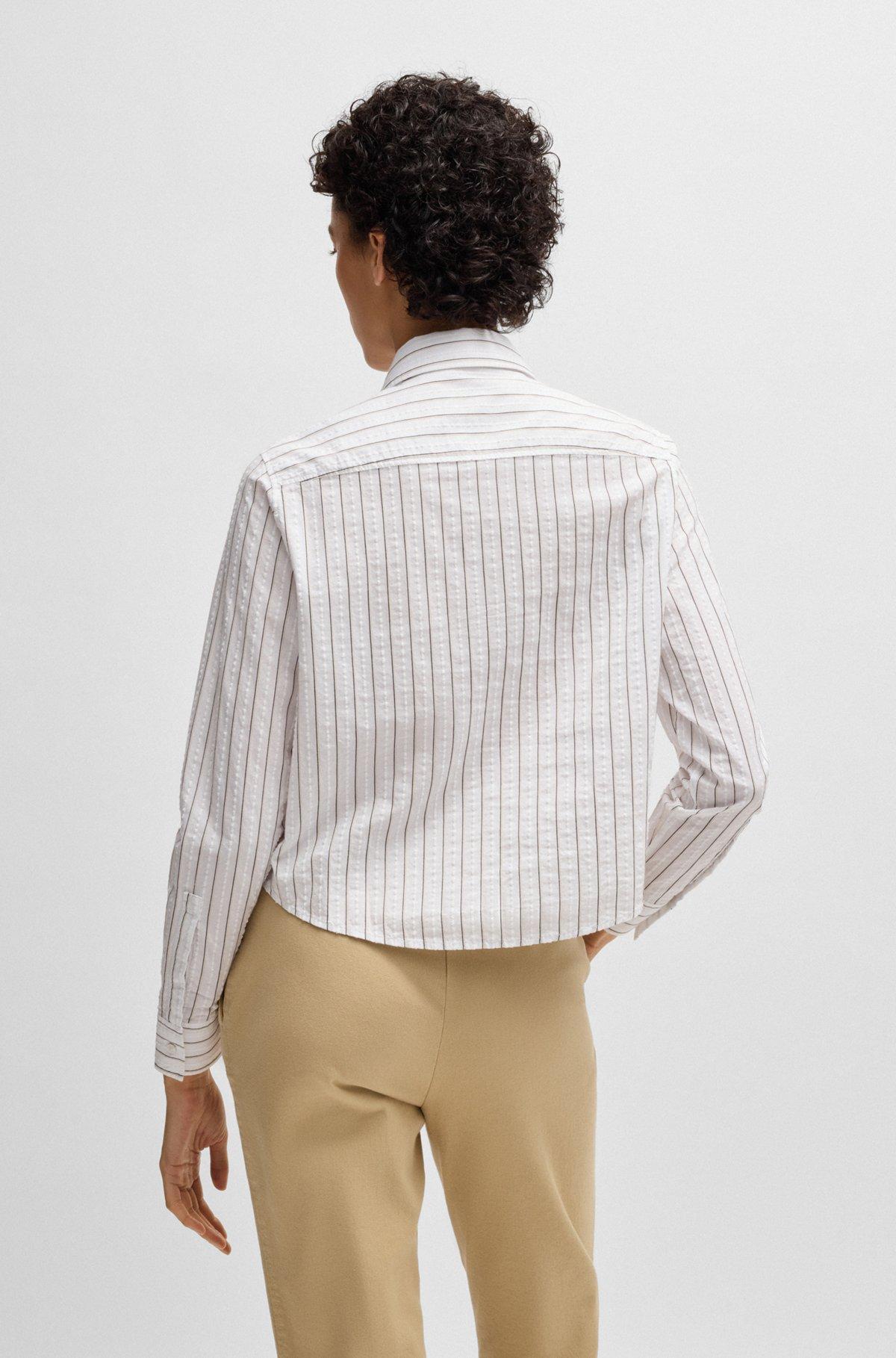Regular-fit blouse in a striped cotton blend Product Image