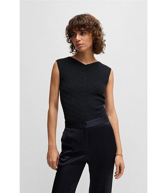 BOSS by Hugo Boss Faitini Ribbed Knit V-Neck Sleeveless Top Product Image