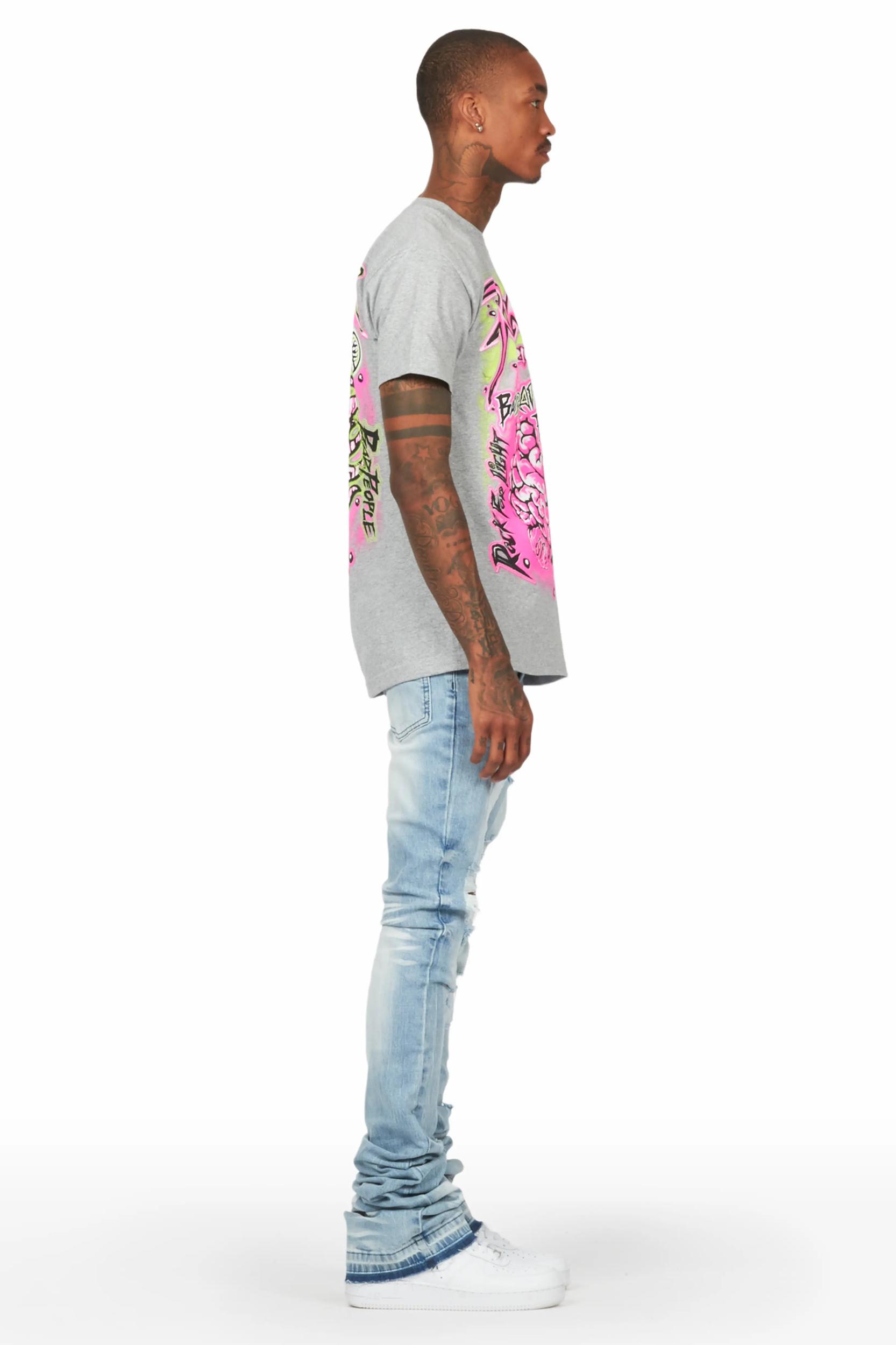 Zahir Blue Super Stacked Flare Jean Male Product Image