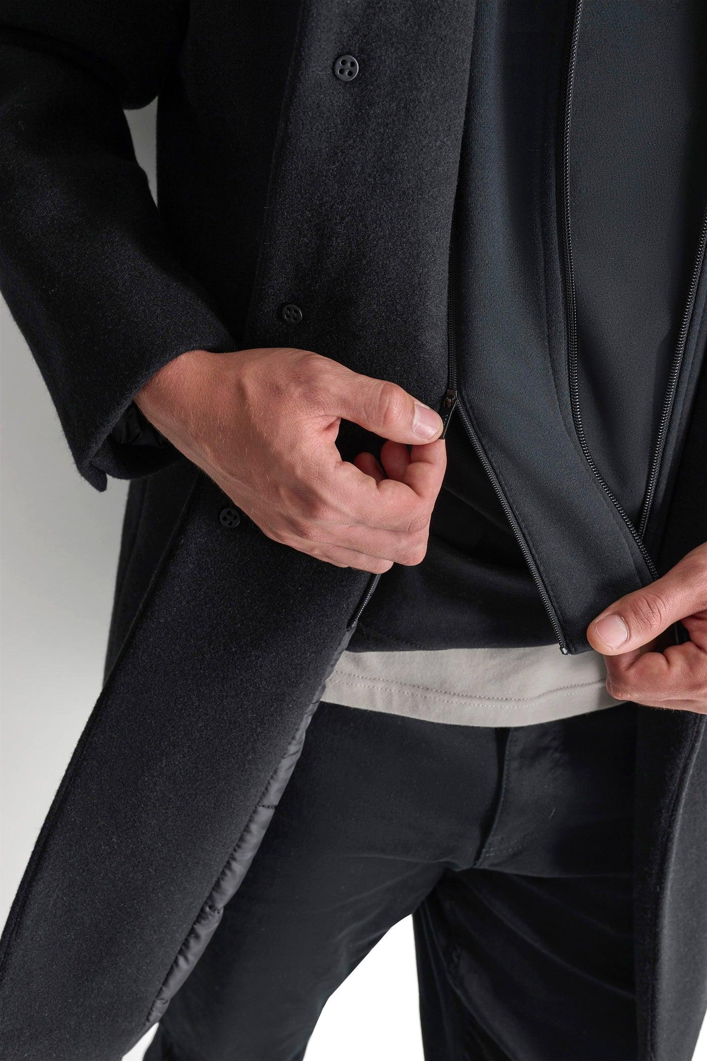 FAUX WOOL COAT WITH HOODED BIB Product Image