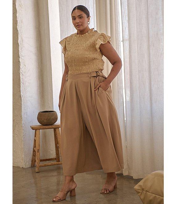 Sugarlips Plus Size Flutter Sleeve Smocked Woven Blouse Product Image