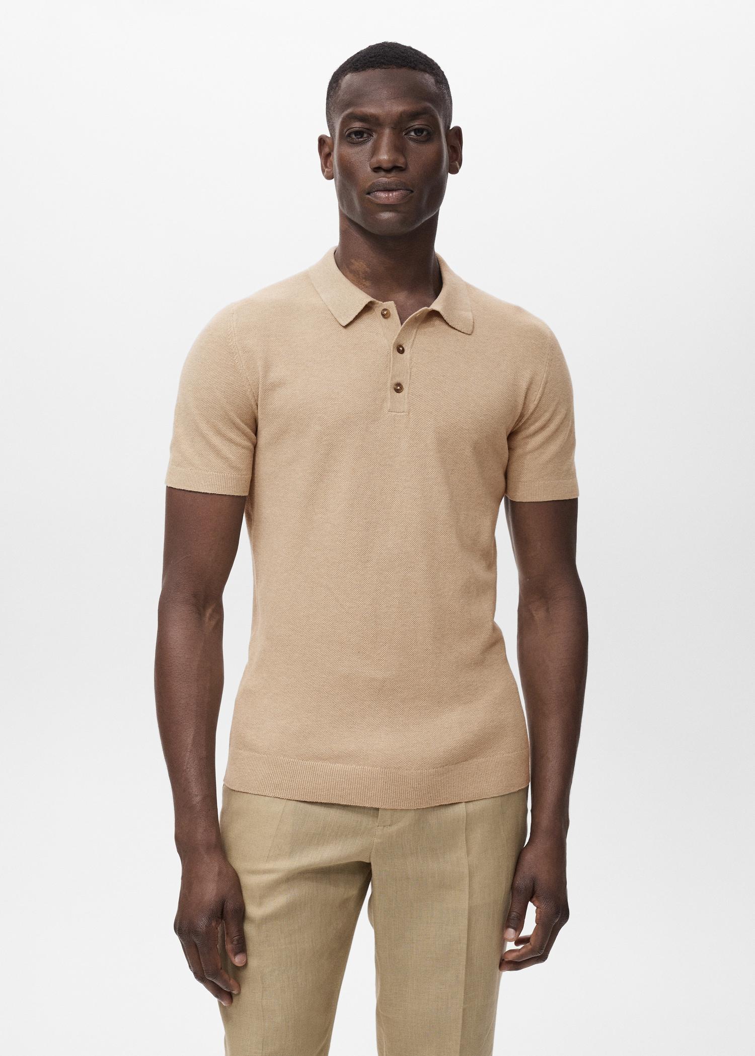 Fine-knit cotton polo shirt - Men | MANGO USA Product Image