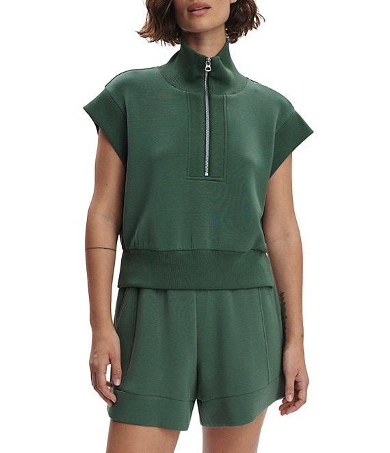 Varley Kelly Coordinating High Neck Cap Sleeve Half Zip Double Soft Cropped Sweatshirt Product Image