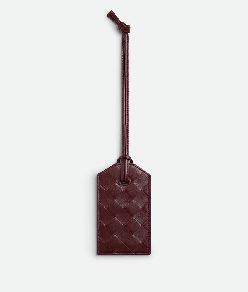 Men's Intrecciato Tag Holder On Strap in Madder brown Product Image