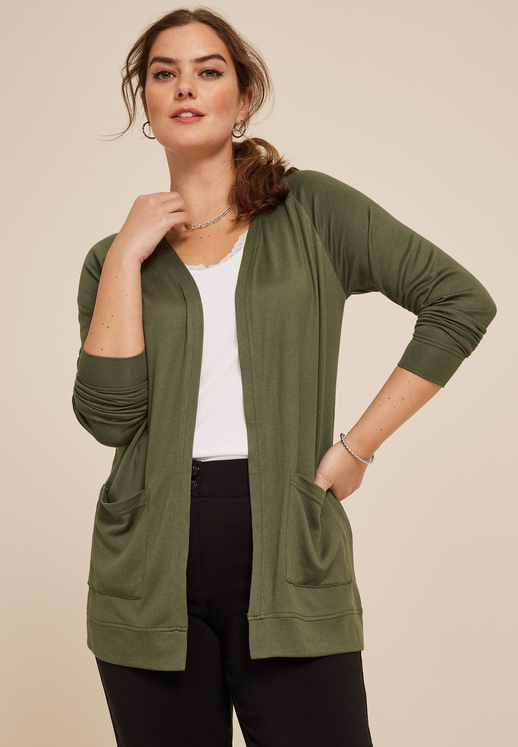 Knit Open Front Pocket Cardigan Product Image