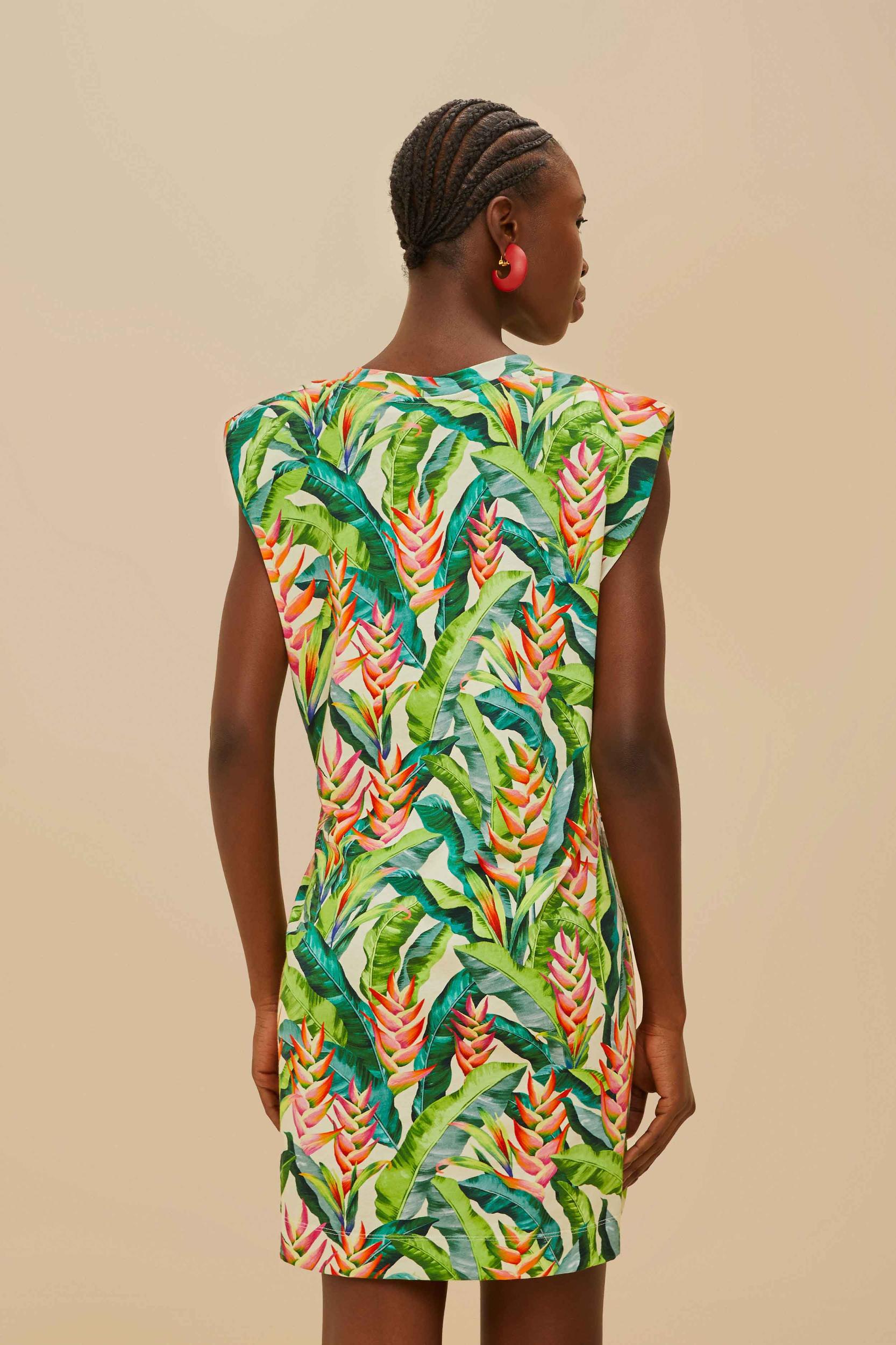 Off-White Heli Leaves Organic Cotton T-Shirt Mini Dress Product Image