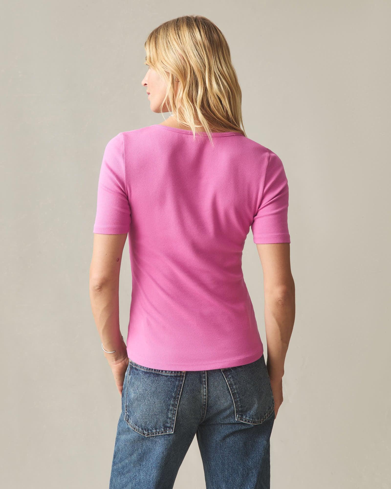 Women's Luxe Rib Square Neck Tee - Fiji Flower Female Product Image