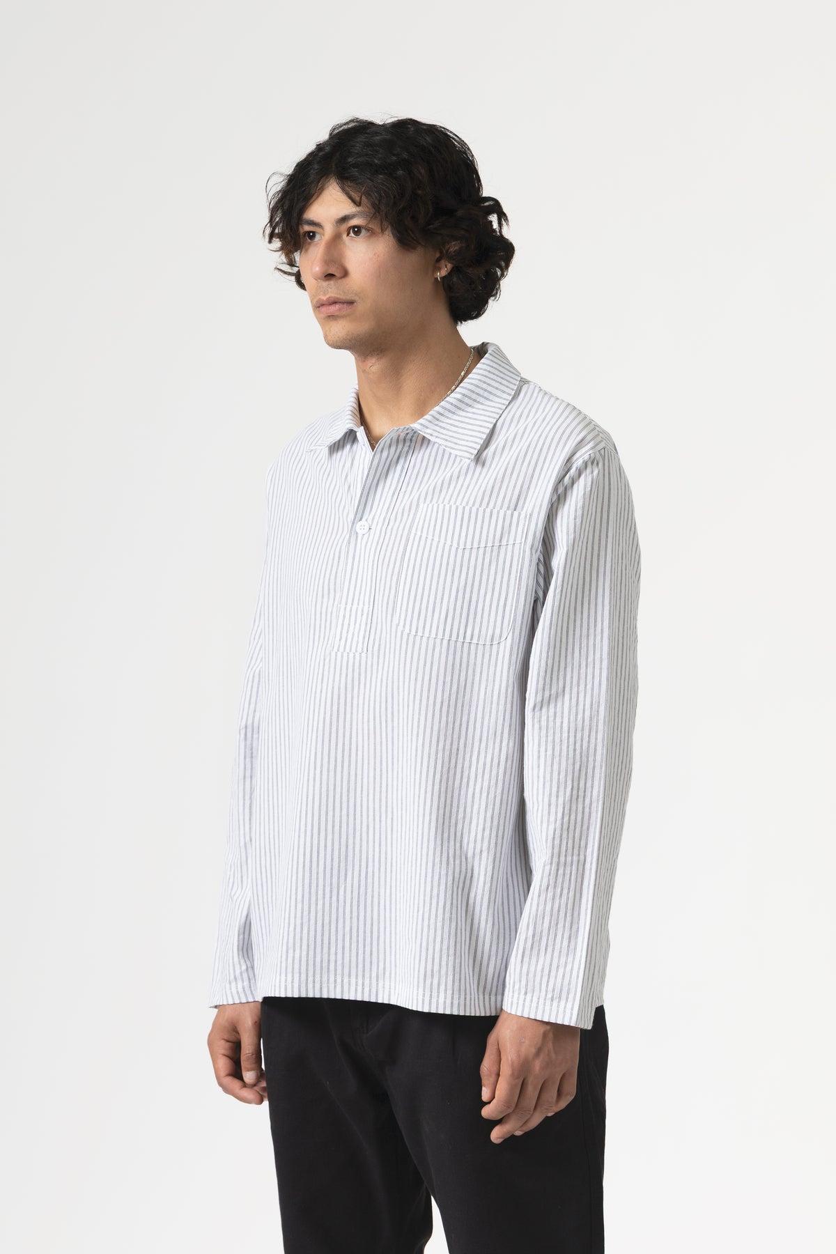 Blacksmith - Striped Two Button Popover - White Product Image