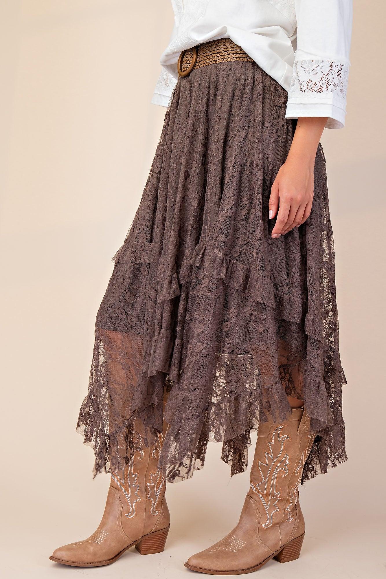 ALLOVER LACE SHARKBITE SKIRT Product Image