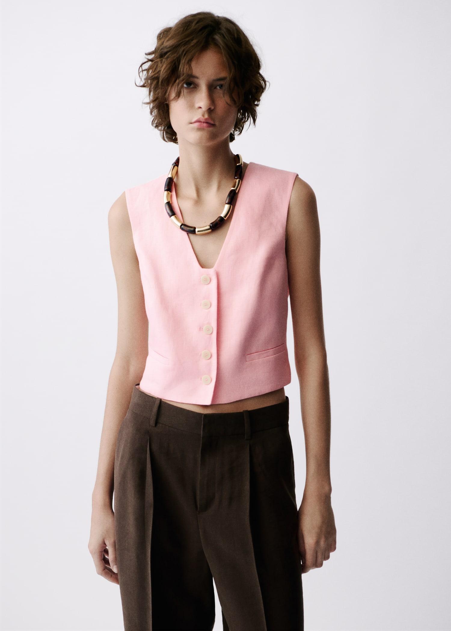 Linen suit waistcoat - Women | MANGO USA Product Image