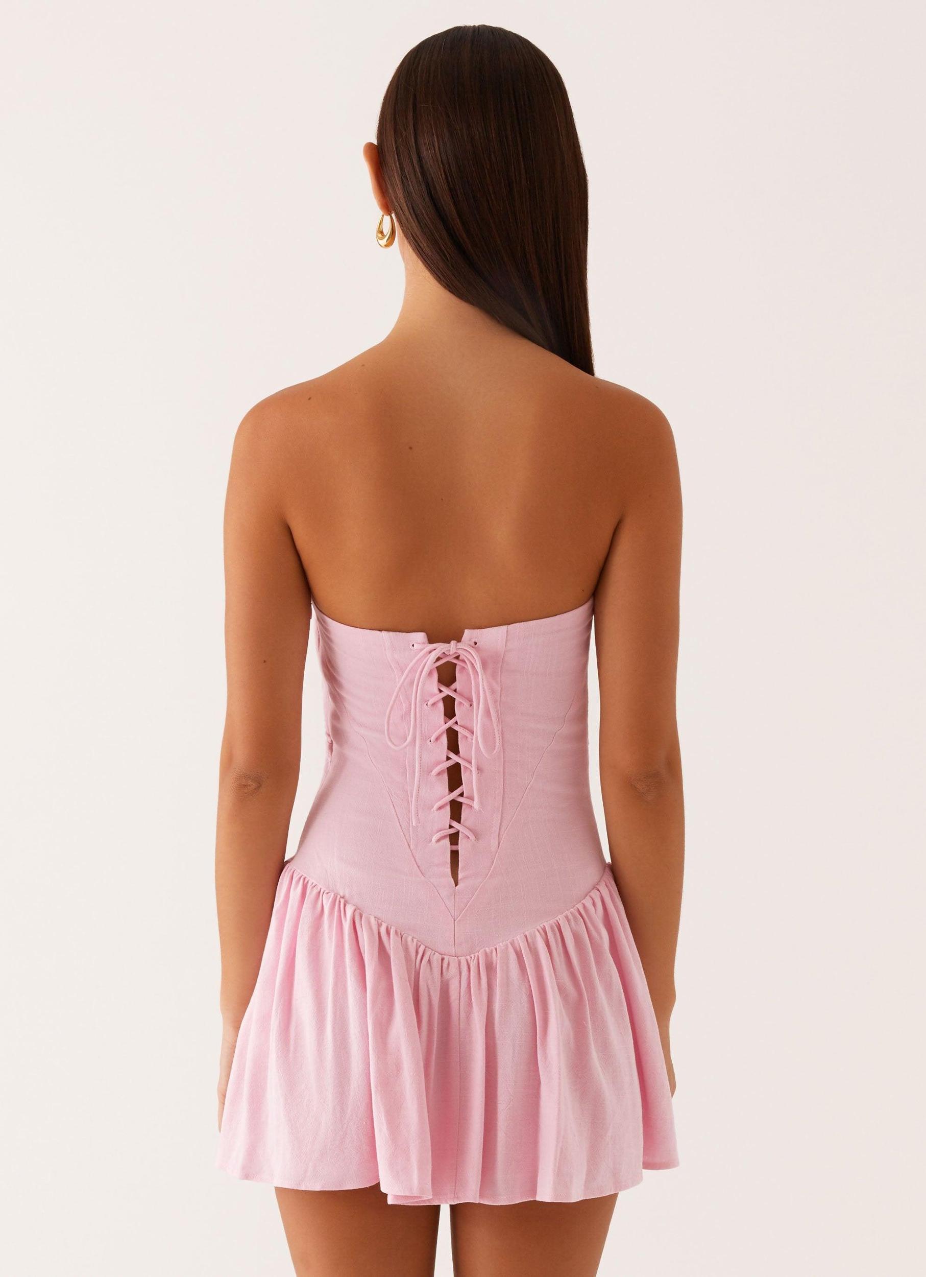 Larnie Linen Mini Dress - Pink Product Image