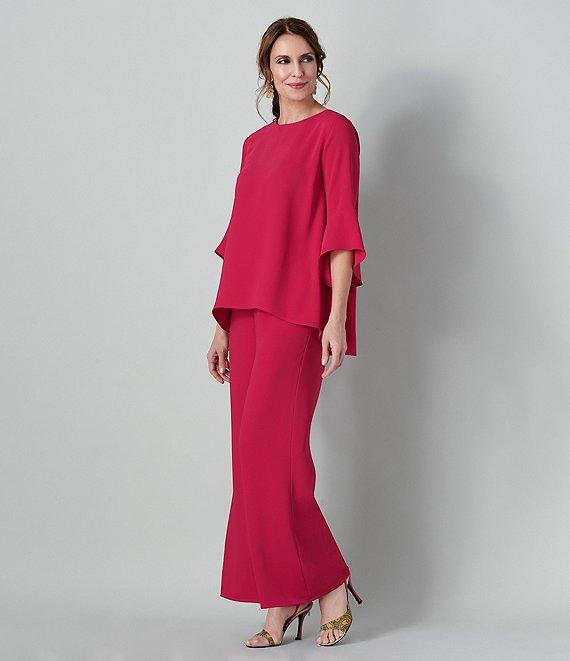 Caroline Rose Matte Crepe Pull-On Straight Leg Pants Product Image