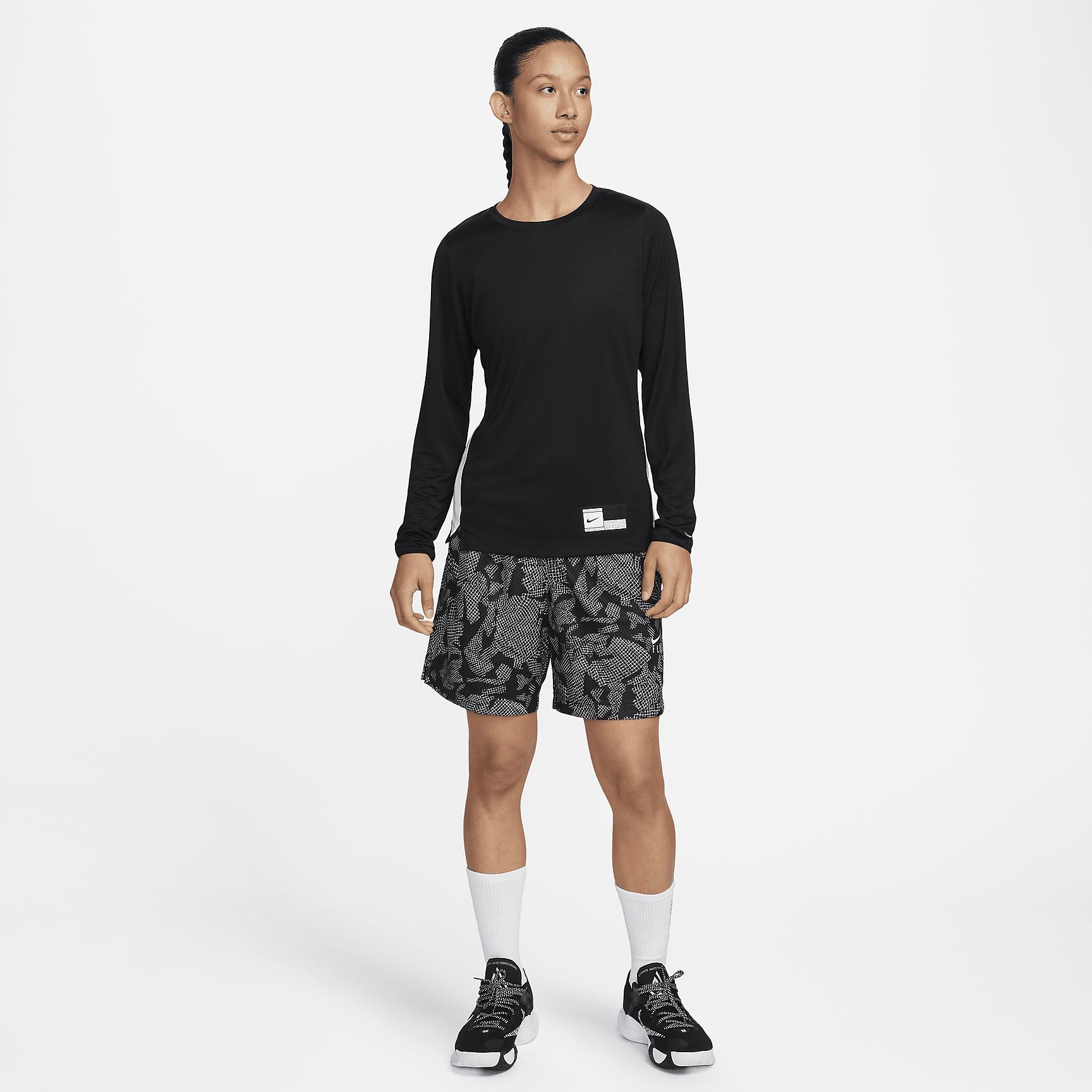 Nike Womens Nike Dri-Fit L/S Pregame Top - Womens White/Black/White Product Image